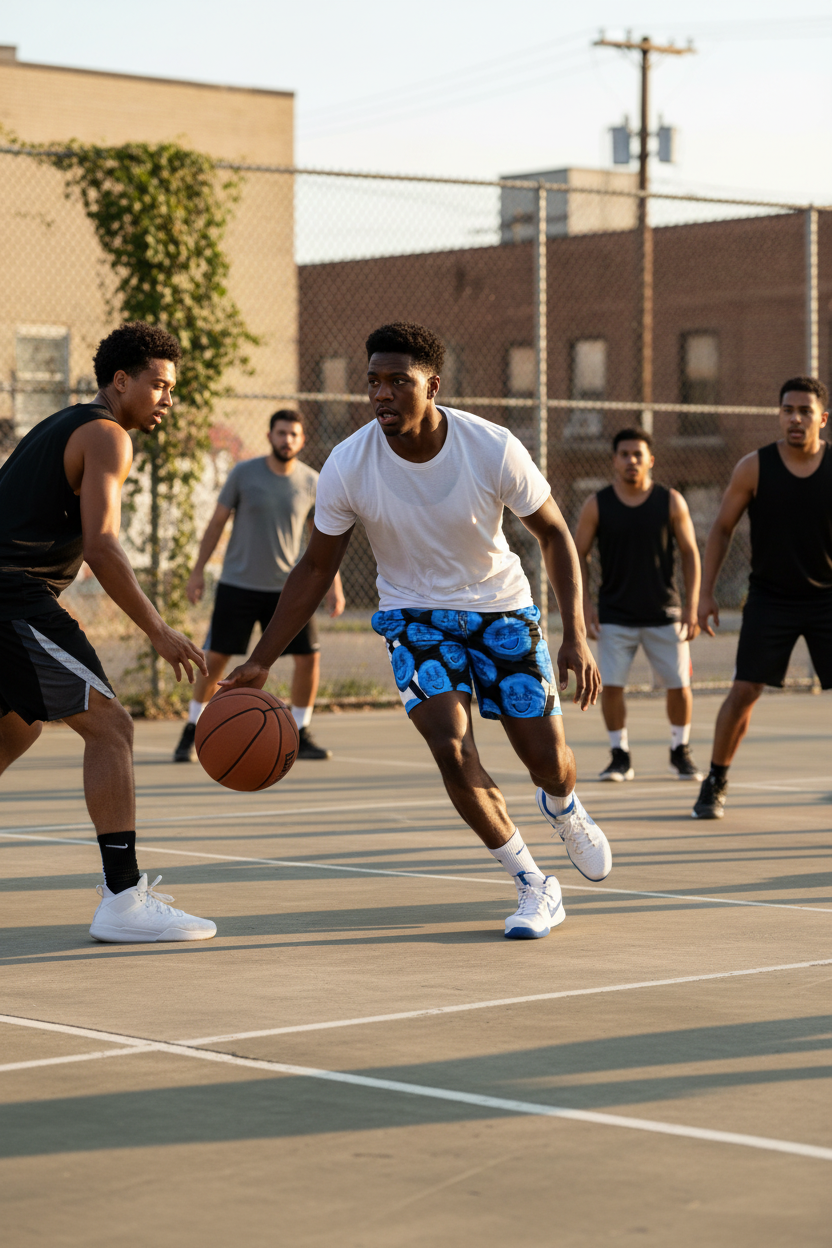 Carolina Blue x Black INY Super Smiley Unisex mesh shorts